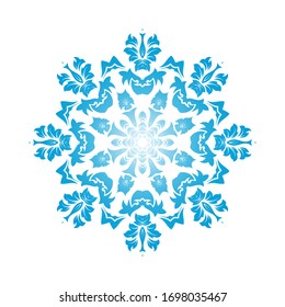 Circle Snowflake Ornaments. Blue Gradient Design. Vector Illustration.