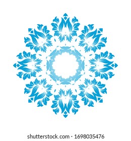 Circle Snowflake Ornaments. Blue Gradient Design. Vector Illustration.