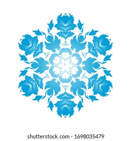 Circle Snowflake Ornaments. Blue Gradient Design. Vector Illustration.