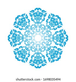 Circle Snowflake Ornaments. Blue Gradient Design. Vector Illustration.