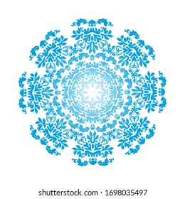 Circle Snowflake Ornaments. Blue Gradient Design. Vector Illustration.