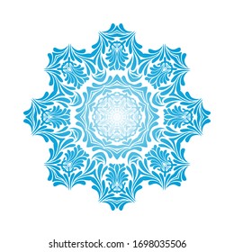 Circle Snowflake Ornaments. Blue Gradient Design. Vector Illustration.