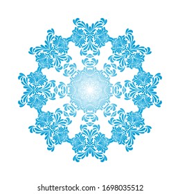 Circle Snowflake Ornaments. Blue Gradient Design. Vector Illustration.