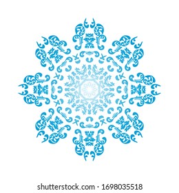 Circle Snowflake Ornaments. Blue Gradient Design. Vector Illustration.