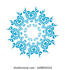 Circle Snowflake Ornaments. Blue Gradient Design. Vector Illustration.