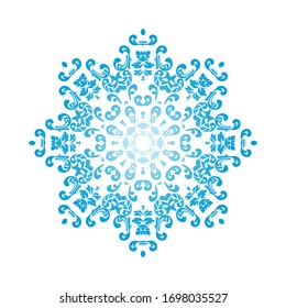 Circle Snowflake Ornaments. Blue Gradient Design. Vector Illustration.