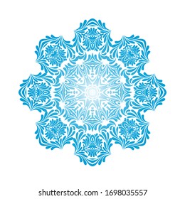 Circle Snowflake Ornaments. Blue Gradient Design. Vector Illustration.