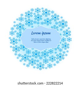 Circle of snowflakes. Christmas background. Vector illustration.