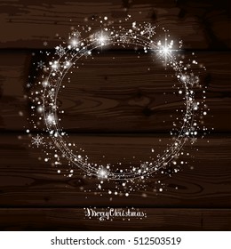 The circle of snowflakes. Lettering Merry Christmas. Snow Vector illustration