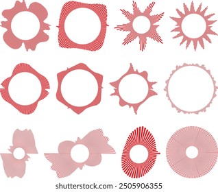 Circle sound wave collection. High frequency radio wave, Sound waves, Equalizer, Audio waves, Radio signal. Symbol of waveform burst rays.