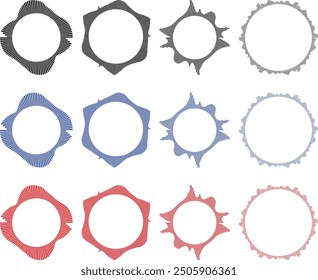 Circle sound wave collection. High frequency radio wave, Sound waves, Equalizer, Audio waves, Radio signal. Symbol of waveform burst rays.