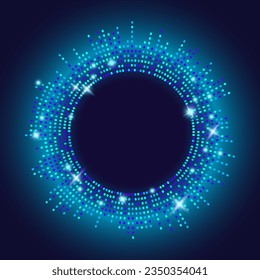 Circle sound wave. Music circular neon graphic. Abstract audio equalizer. Spectrum frequency effect. Vector illustration