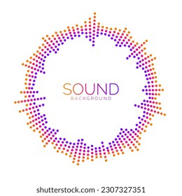 Circle sound wave visualisation. Dotted music player equalizer concept. Radial audio signal or vibration element. Voice recognition. Epicenter, target, radar, radio icon. Colorful Vector