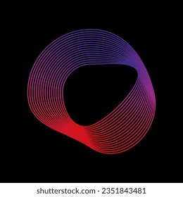 Circle of sound waves. Neon round music sound wave for equalizer. Radial sound wave curve with light particles. Clipart of colorful radio frequency sound lines. Vector illustration.