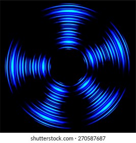 circle Sound waves oscillating dark blue light, Abstract technology background. Vector. black