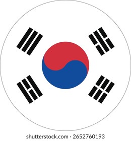 Circle South Korea Flag Asian Country