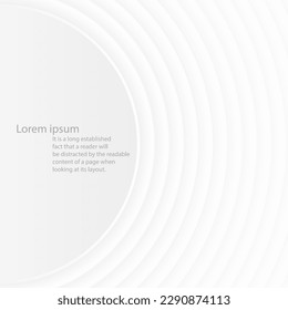 Circle space background, abstract layer minimal design. Circular white color vector illustration banner. template layer. geometric, flyer, wallpaper, layout, presentation.