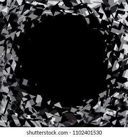 Circle space with geometric pieces shattered frame abstract background vector