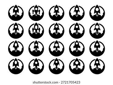 Paquete de iconos de cohete espacial circular