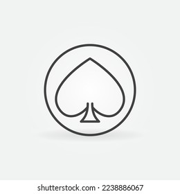 Circle with Spades Playing Card Suit vector concept icon or symbol in outline style
