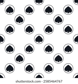 Circle with Spades Playing Card Suit vector concept solid seamless pattern or background