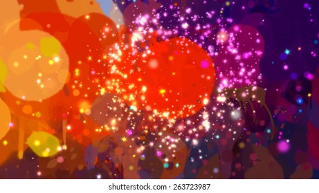 Circle with sparkle brush strokes background. Vector version