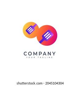 logotipo de color de gradiente de espátula circular