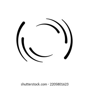Circle speed lines for emblem, design and comic book. Abstract round geometric shape. Manga graphic speed striped texture. Circular motion lines. Vector illustration isolated on white background.