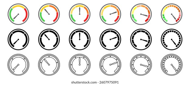 circle speedometer icon set vector illustration isolated on white background.