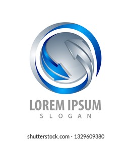 Circle sphere arrow logo concept design. 3D Symbol graphic template element 