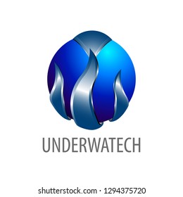 Circle sphere underwater technology logo concept design. 3D three dimensional style. Symbol graphic template element vector