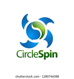 Circle spin. Three dimensional yin yang spin logo concept design template idea