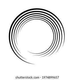 Circle spiral. Abstract helix. Circular radial boarder. Arc shape spin round. Swirl patern. Futuristic twirl ring with effect halftone. Rotate frame. Border ripple. Vortex for design prints. Vector