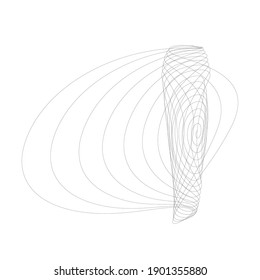 Circle spiral design element, vector circular lines, modern motion swirl, halftone, isolated on white