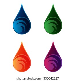 Circle spiral sphere in the drop abstract logo vector template