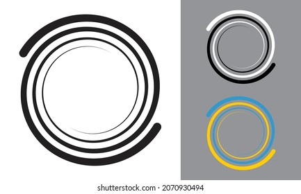 Círculo o espiral con dos líneas. Resumen de fondo o icono de geometría de arte. Símbolo Yin y yang.