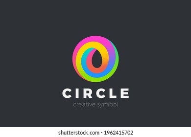 Circle Spiral Wave Droplet Logo abstract colorful design vector template