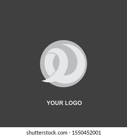 circle spiral white logo on black background