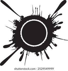 circle splash frame silhouette vector.