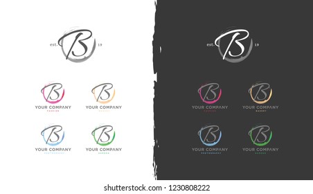 Circle splatter B letter handwritten monogram logo