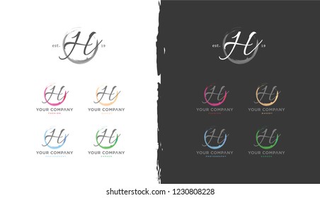 Circle splatter H letter handwritten monogram logo