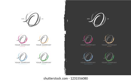 Circle splatter O letter handwritten monogram logo