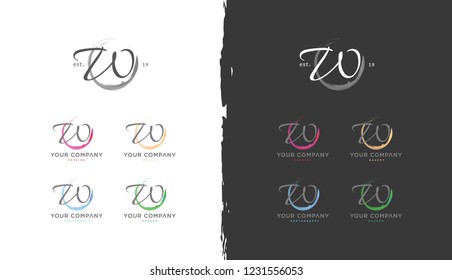 Circle splatter W letter handwritten monogram logo