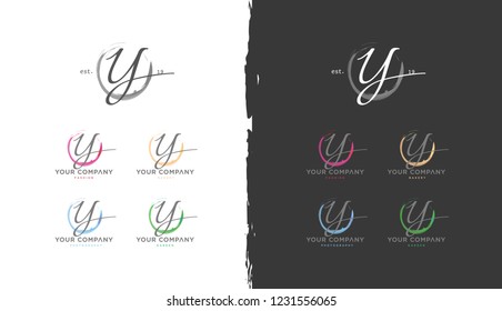 Circle splatter Y letter handwritten monogram logo