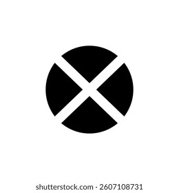 Circle split symbol. Geometric division icon. Abstract shape element. Vector illustration.