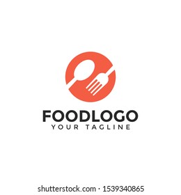 Circle Spoon and Fork, Food, Restaurant Logo Design Template