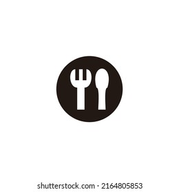 circle spoon and fork geometric symbol simple logo vector