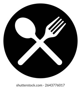 Circle Spoon and Fork Icon Vector, Restaurant and Food Logo Design.