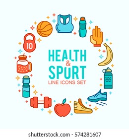 Circle of sports icons. Sport concept, background.