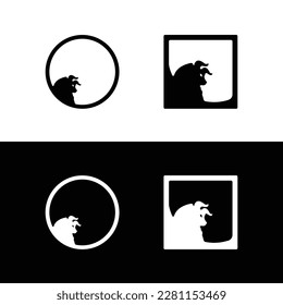 Circle and square bull animal vector logo design 